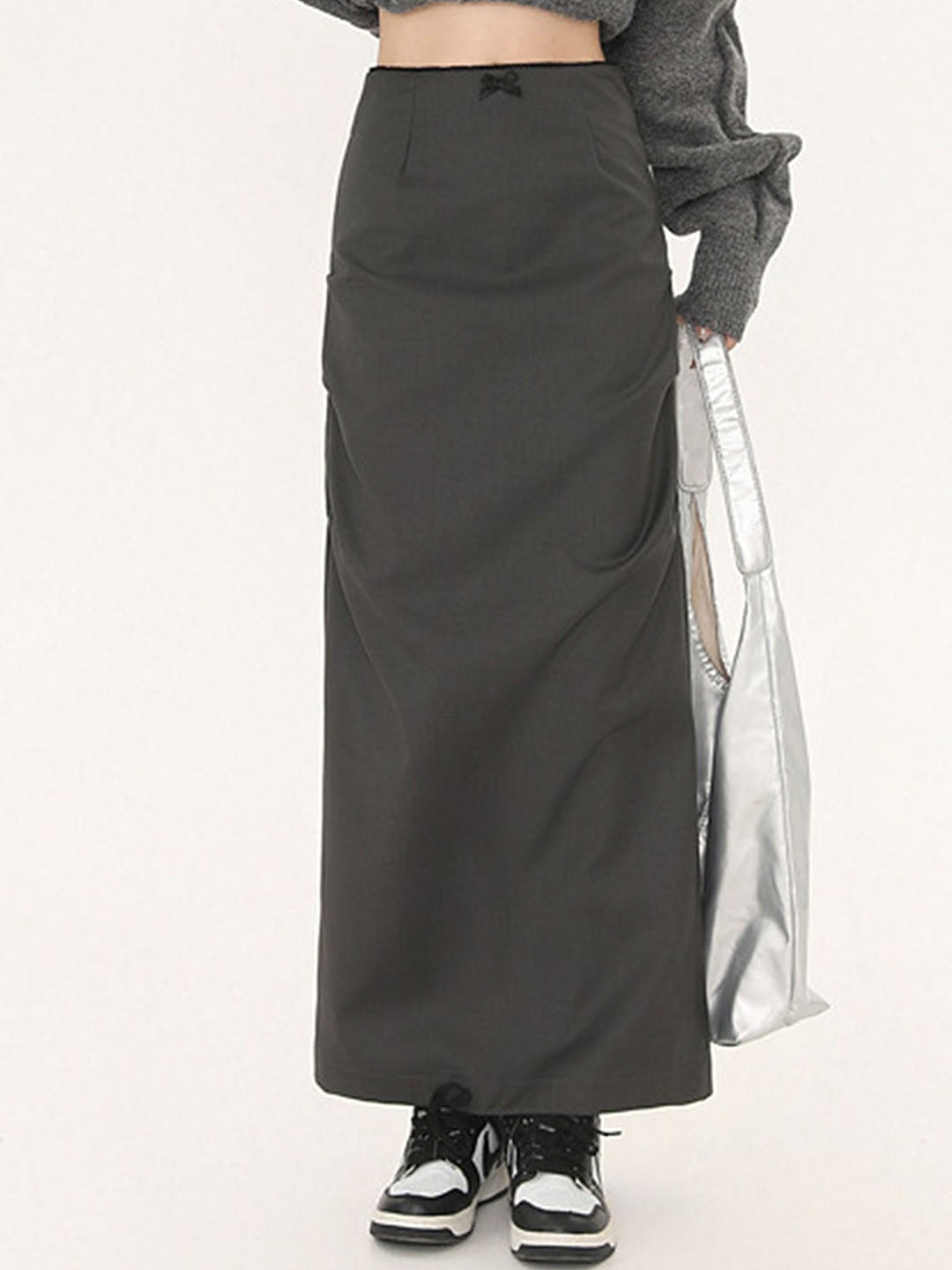

LULU & SKY Women Straight Maxi skirt, Grey
