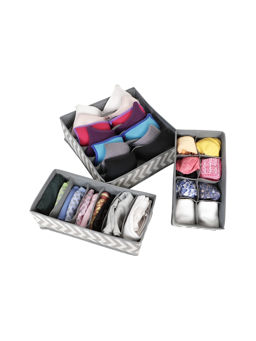 

HOKIPO Grey & White 3 Pieces Printed Multi-Utility Organisers