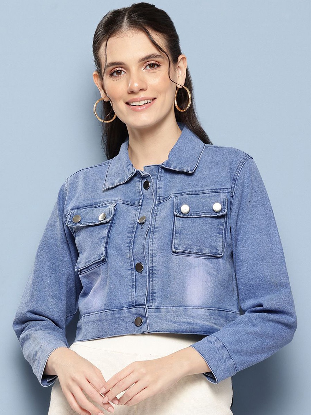 

The Roadster Lifestyle Co Cotton Spread Collar Denim Jacket, Blue
