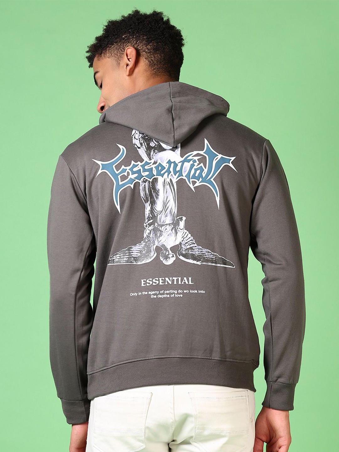 

V-Mart Men Printed Hooded Sweatshirt, Grey