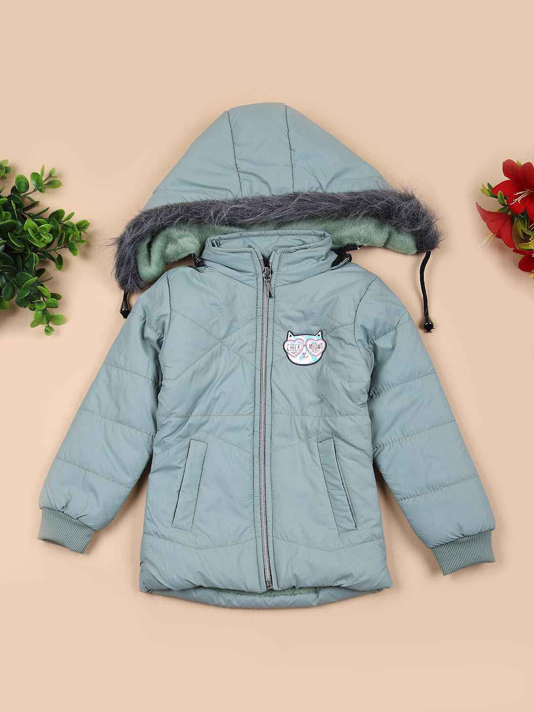 

V-Mart Girls Quilted Jacket, Green