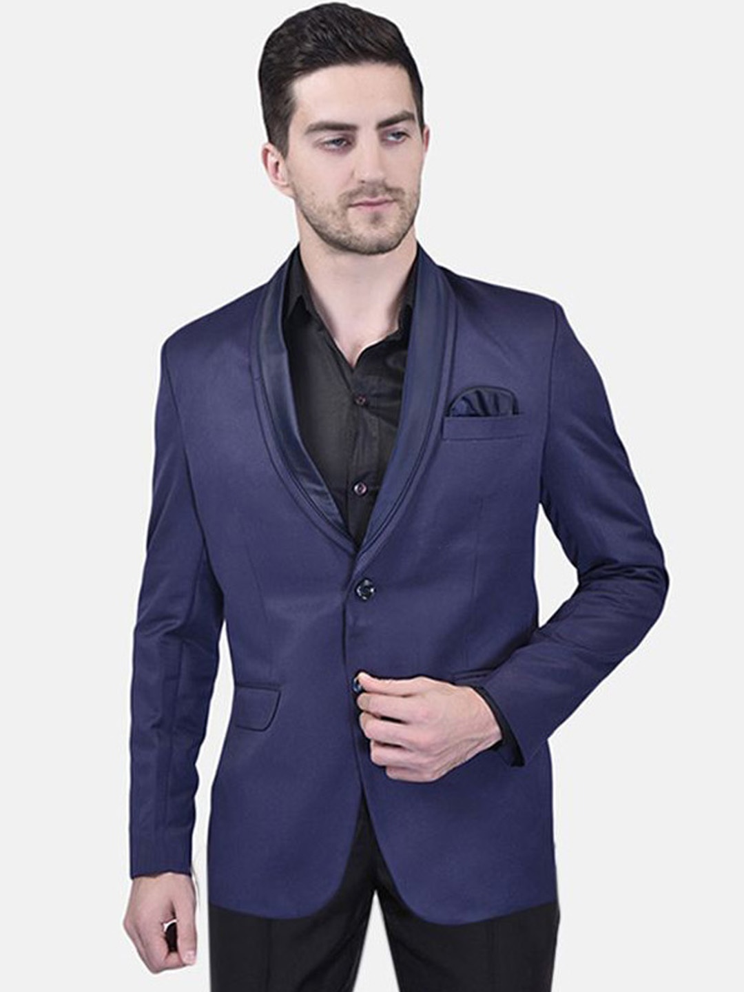 

BOWLIFESTYLE Notched Lapel Single Breasted Blazer, Navy blue