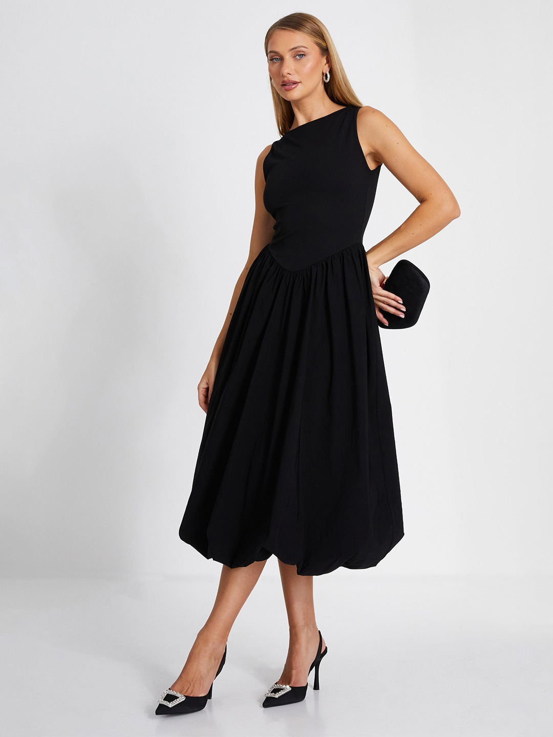 

QUIZ Fit & Flare Midi Dress, Black
