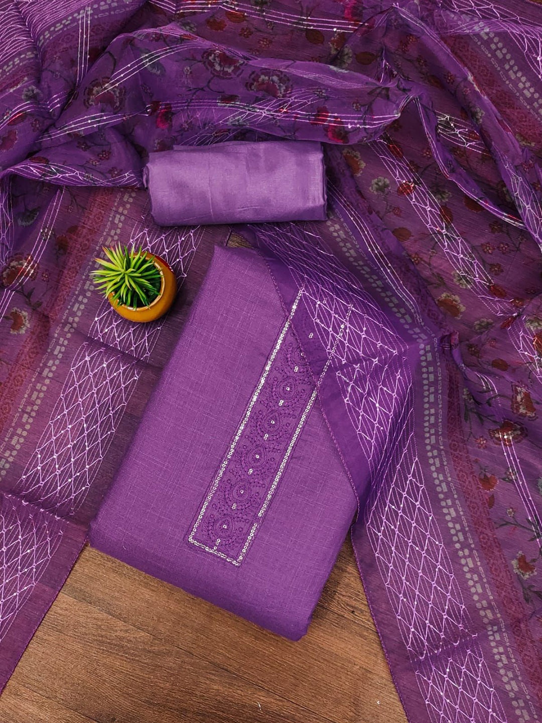

ZEEPKART Unstitched Dress Material, Purple