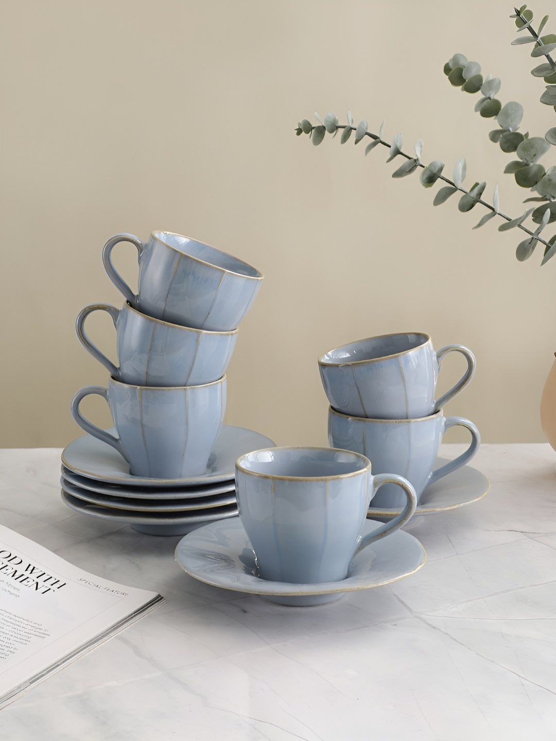 

VarEesha Blue 2024 Solid Tea Set of