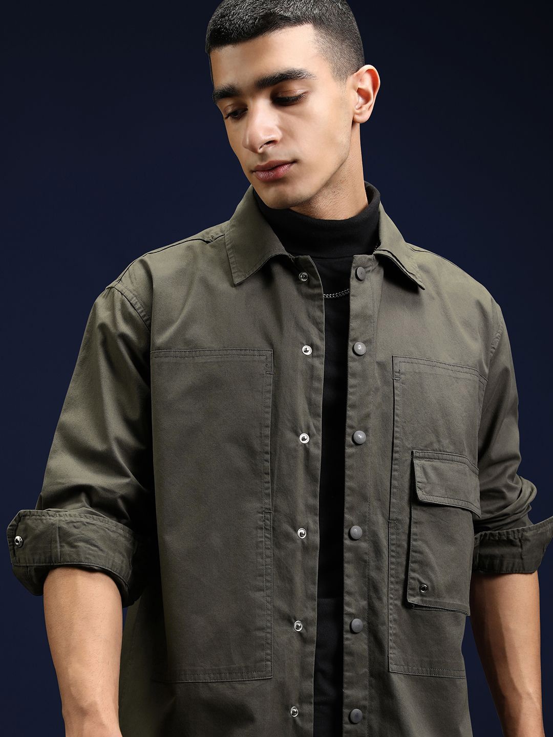 

HIGHLANDER Men Opaque Casual Shirt, Olive