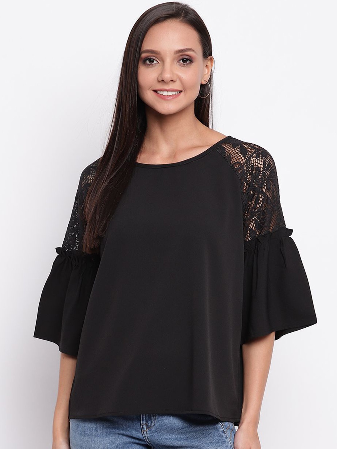 

DressBerry Women Bell Sleeve Top, Black
