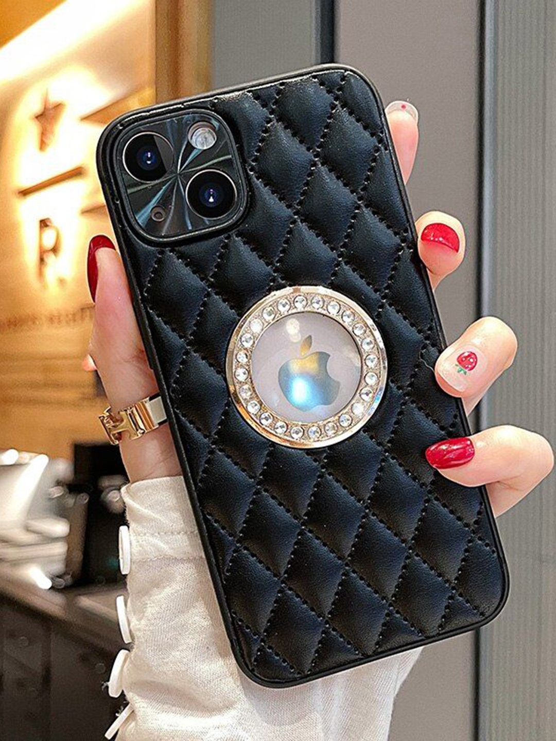 

Luxury Kase Geometric Printed iPhone 13 Back Case Mobile Accessories, Black