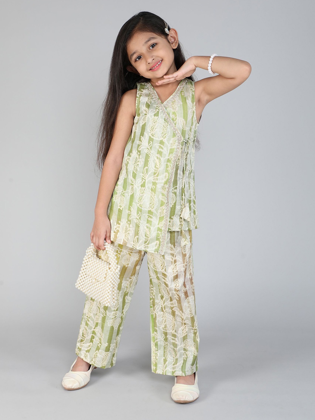 

taffykids Girls Printed Trousers, Green