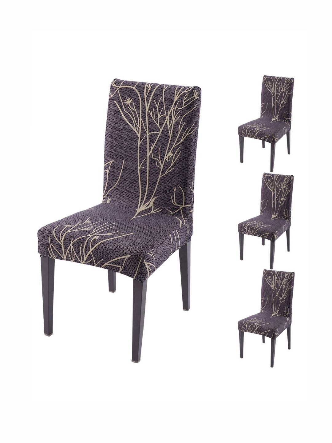 

HOKIPO Coffee Brown & Beige 4 Pieces Printed Dining Chair Covers
