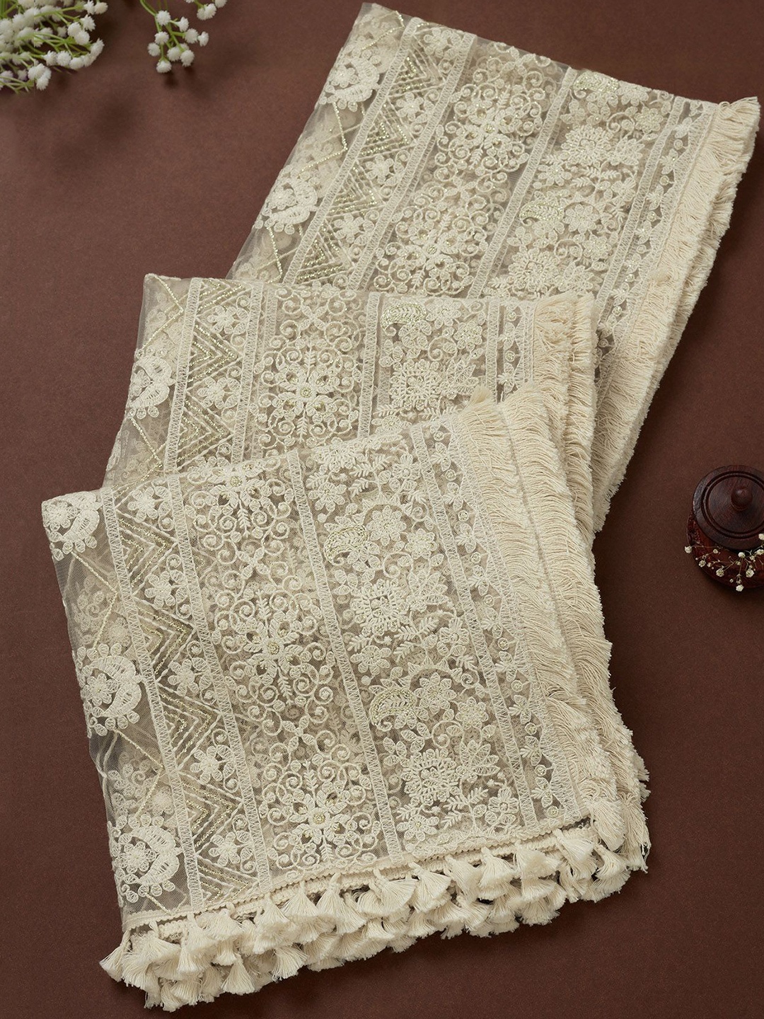 

Soch Embroidered Dupatta, Beige