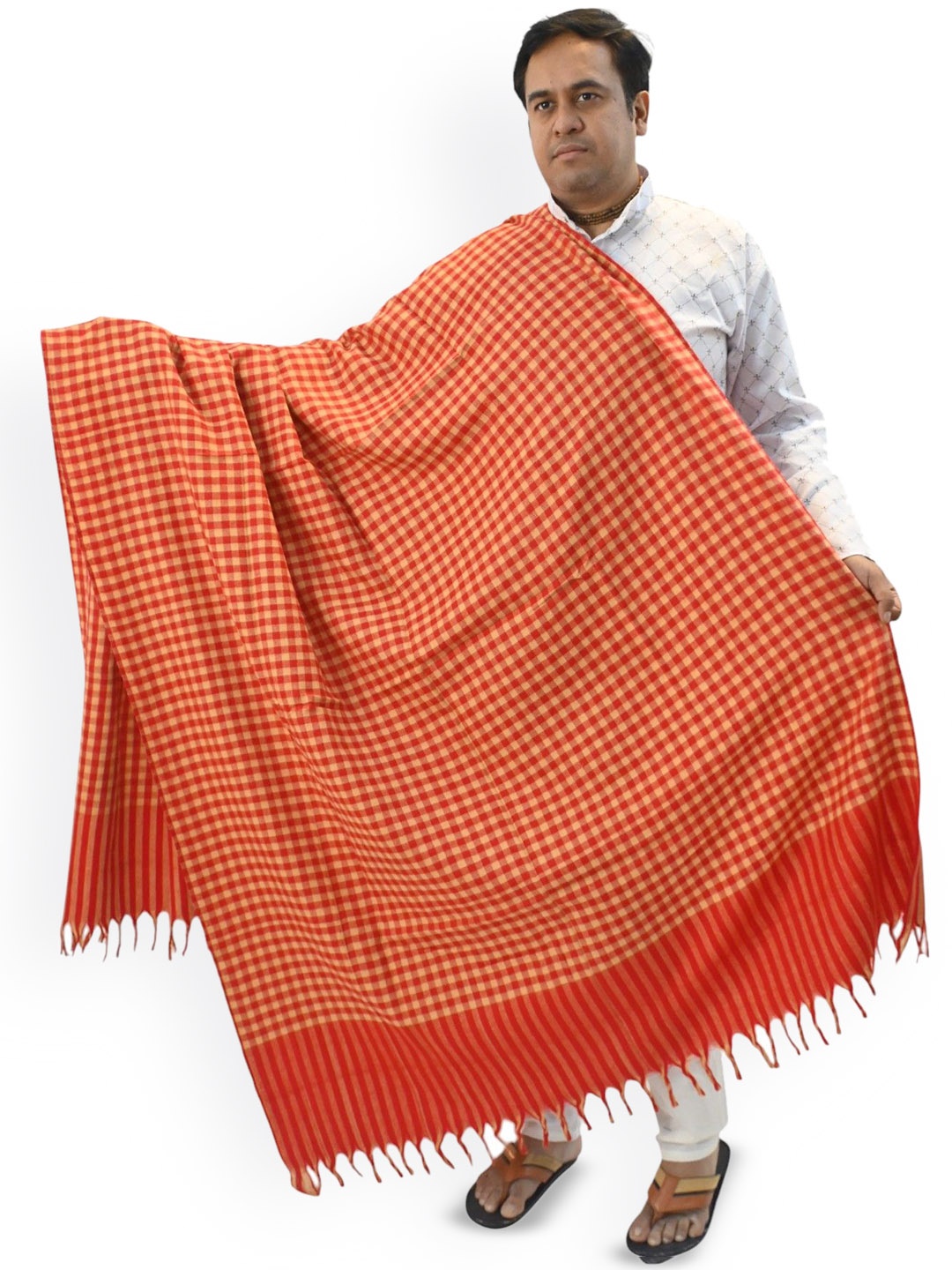

Vrinde Men Checked Printed Shawl, Red