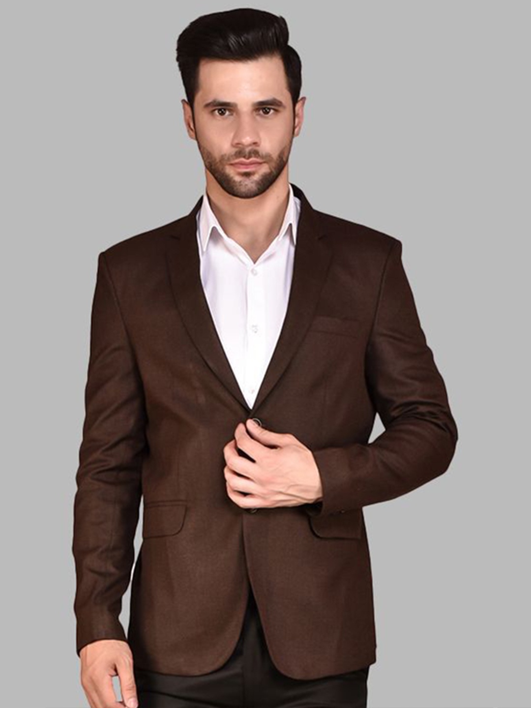 

PRINTINDIA Men Single-Breasted Blazer, Brown
