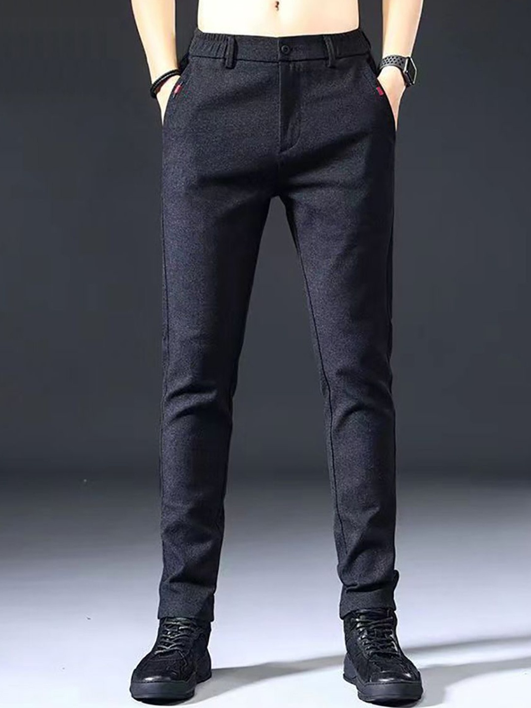 

StyleCast x Revolte Men Slim Fit Easy Wash Trousers, Blue