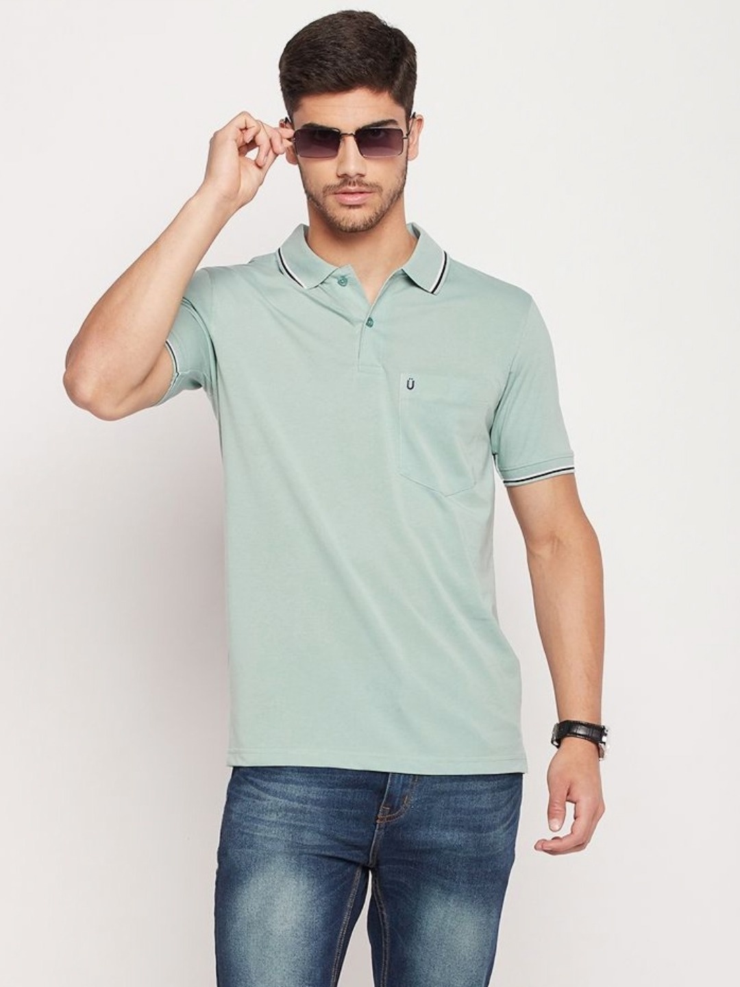 

UNIBERRY Men Polo Collar T-shirt, Sea green