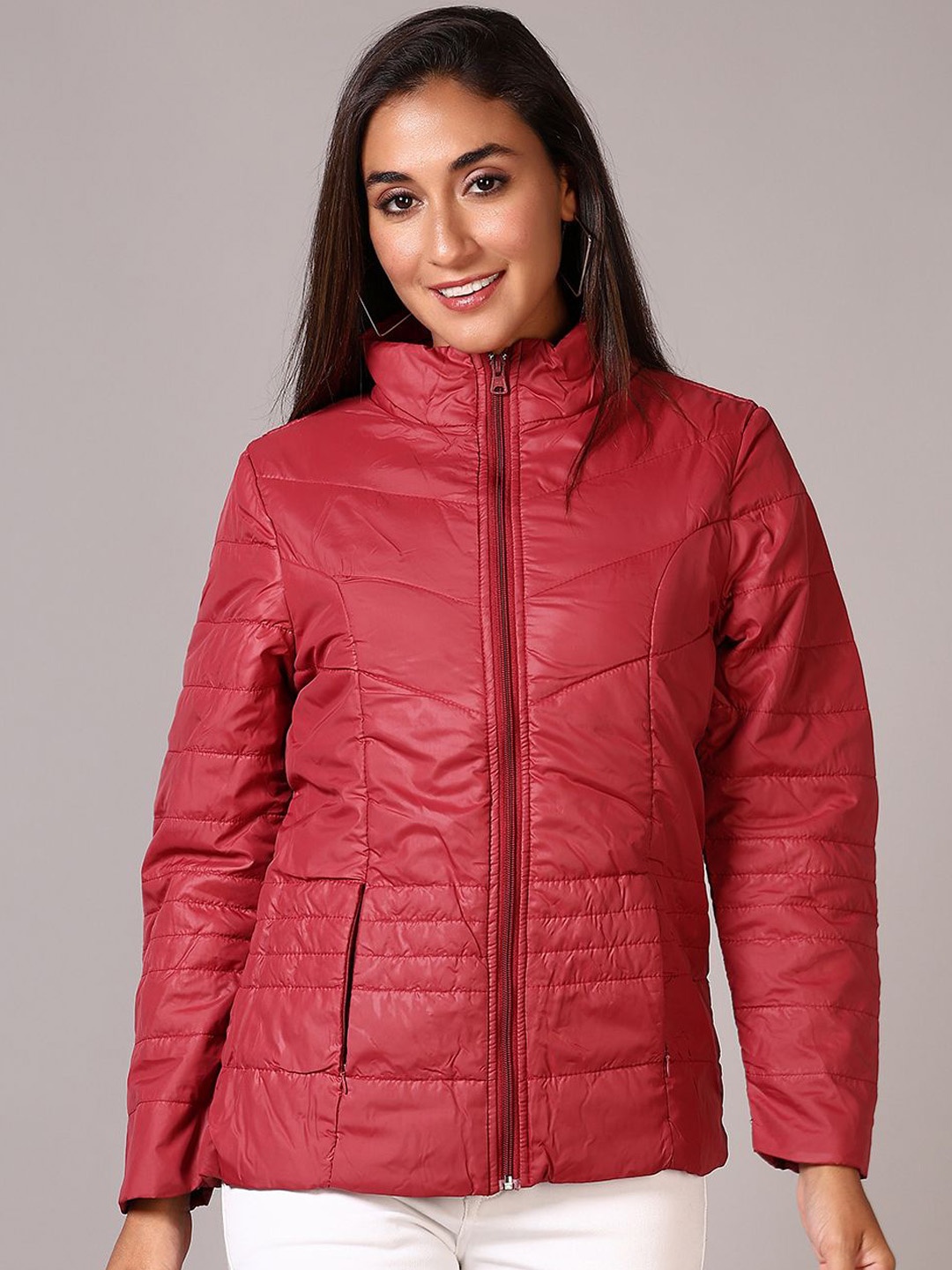 

V-Mart Women Quilted Jacket, Maroon