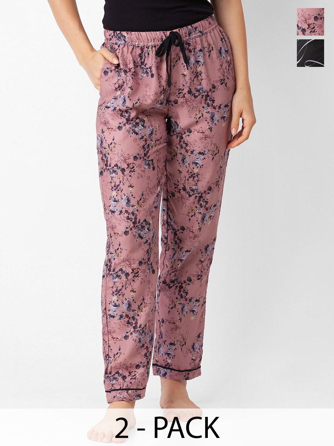 

FashionRack Pack Of 2 Mid-Rise Lounge Pants, Mauve