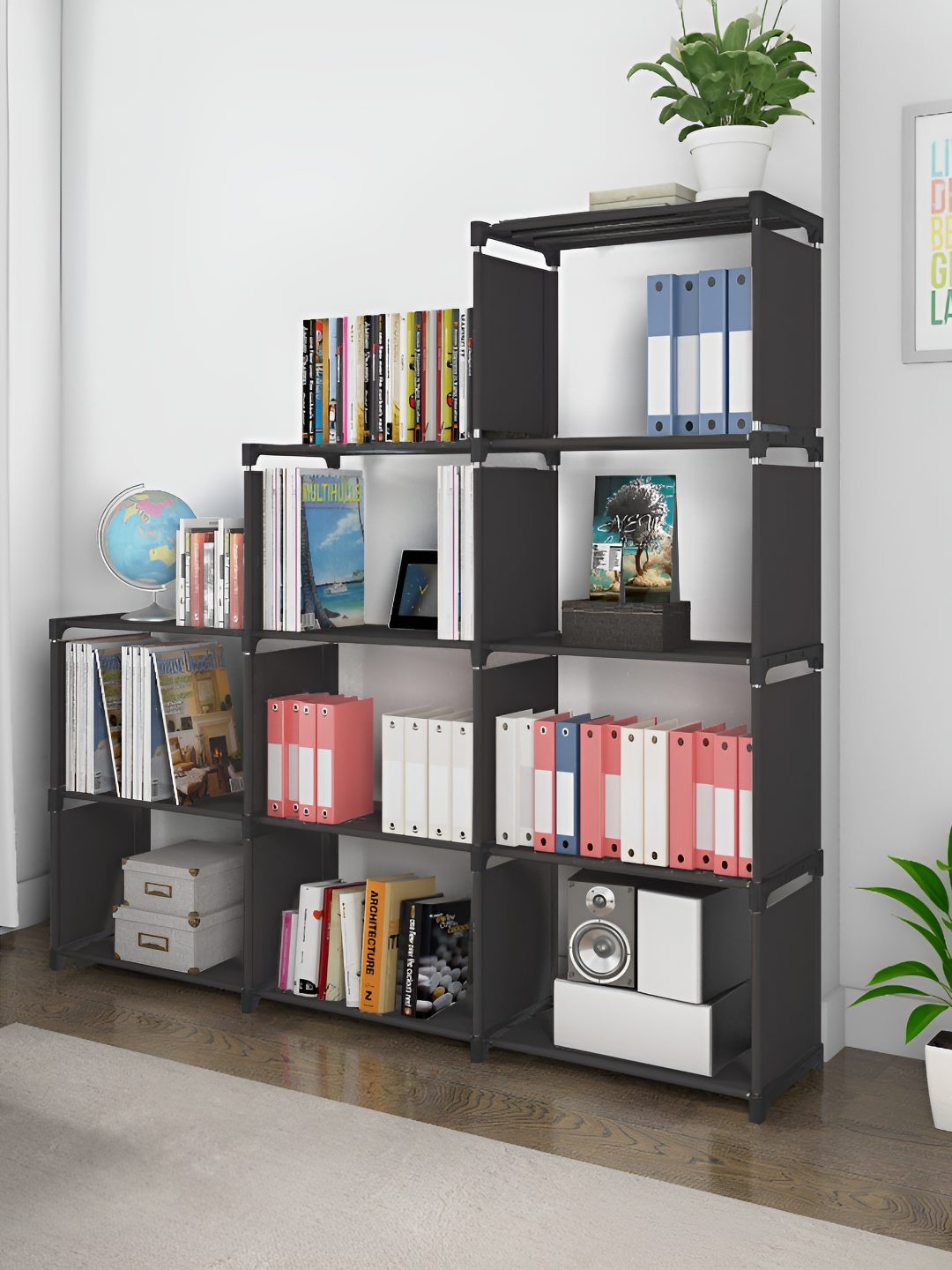 

Decent Hut Black 12 Shelves Books Storage Organizer