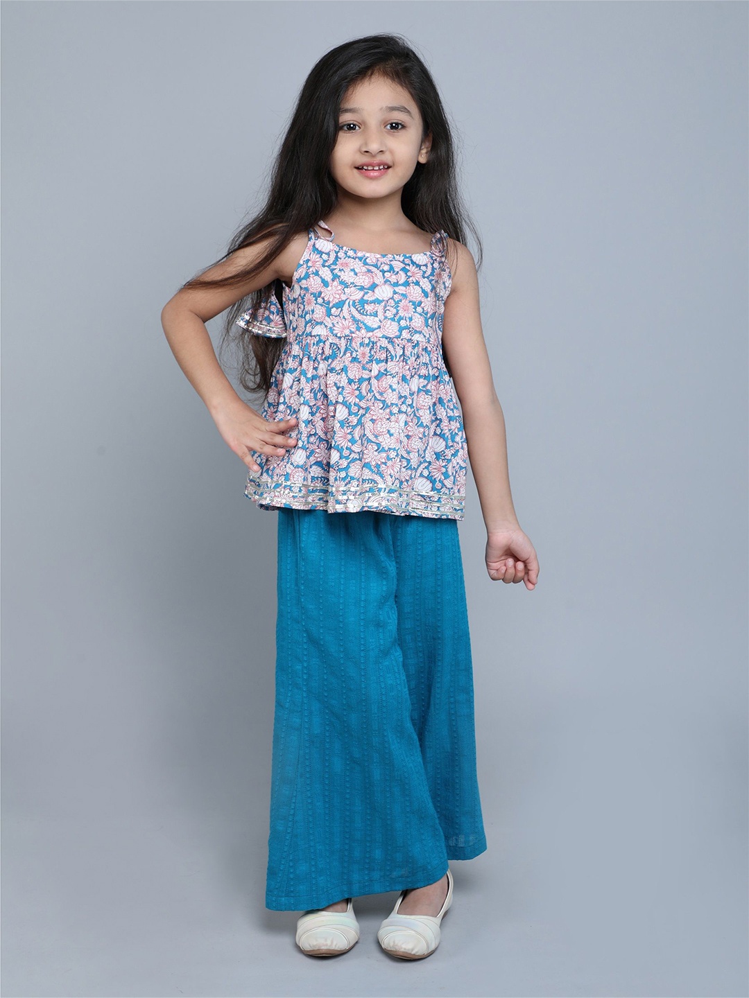 

taffykids Girls Printed Top with Trousers, Teal