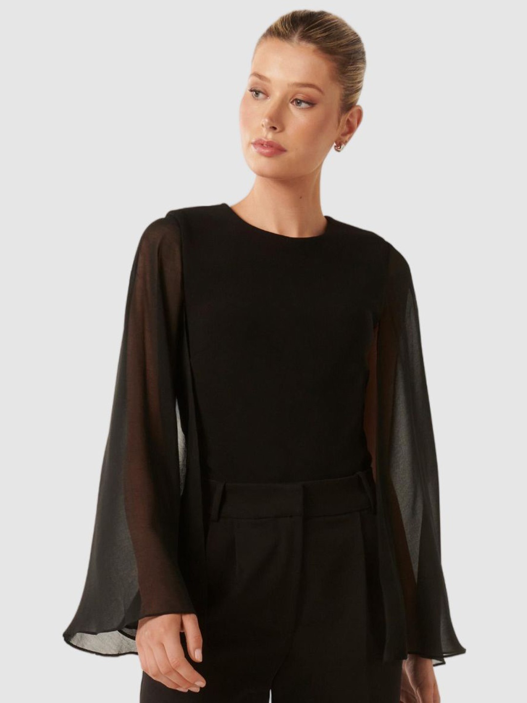 

Forever New Cape Sleeve Crepe Top, Black