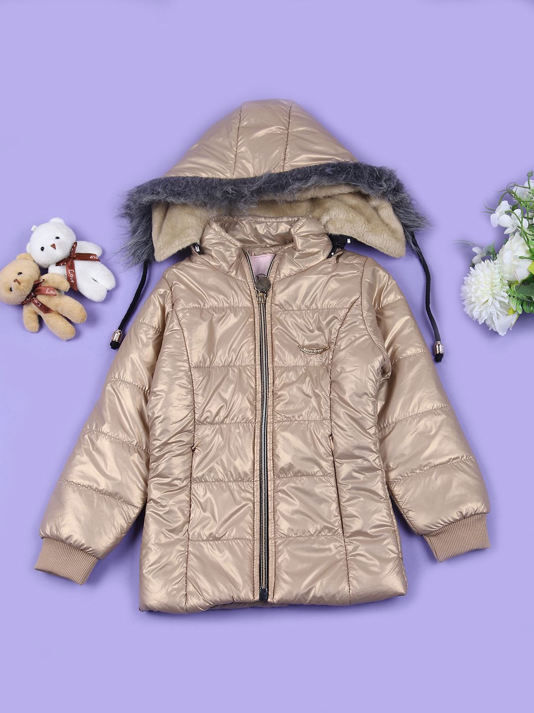 

V-Mart Girls Quilted Jacket, Brown