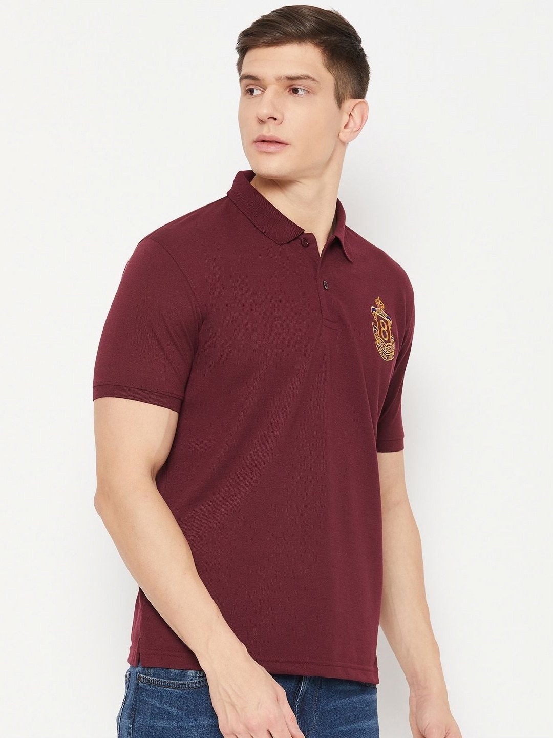 

UBX Men Polo Collar T-shirt, Maroon