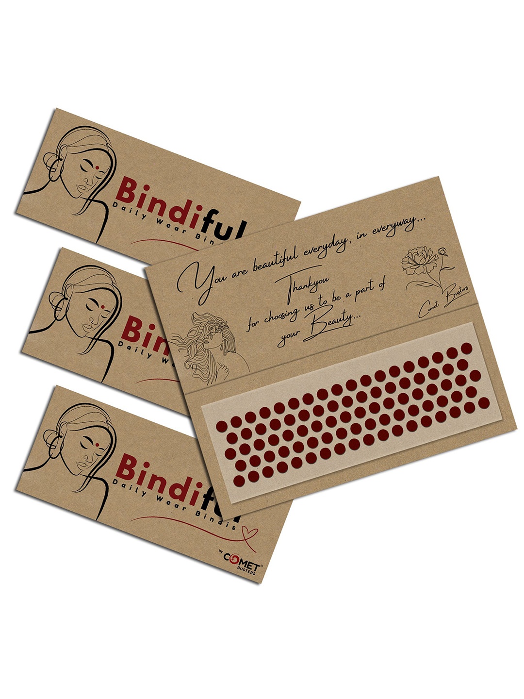 

Comet Busters Set Of 3 Bindiful Beautiful Traditional Designer Bindi - Maroon