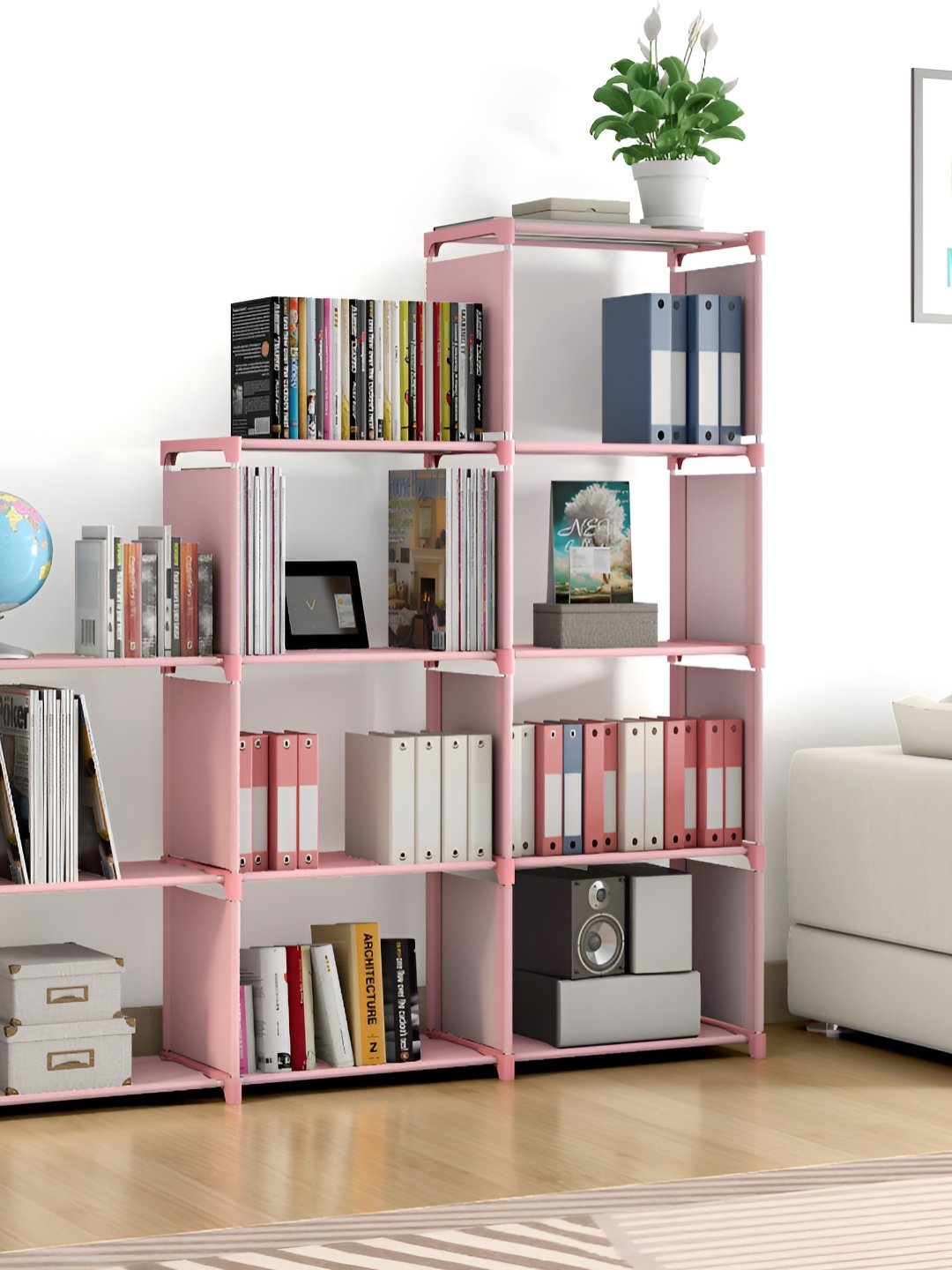 

Decent Hut Pink 12 Shelves Bookcase For Home Cabinet Book Shelf
