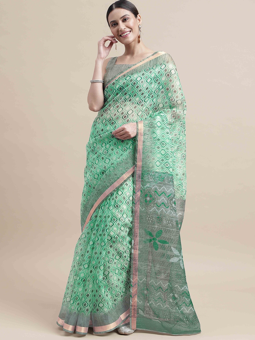 

KALINI Ethnic Motifs Saree, Green