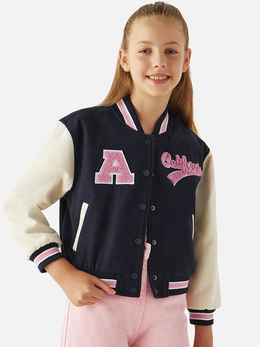 

Juniors by Babyshop Girls Polyester Crop Open Front Jacket with Embroidered, Blue