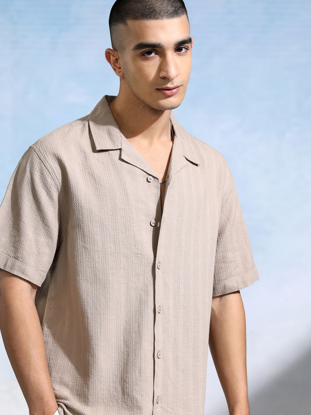 

HIGHLANDER Men Opaque Casual Shirt, Beige
