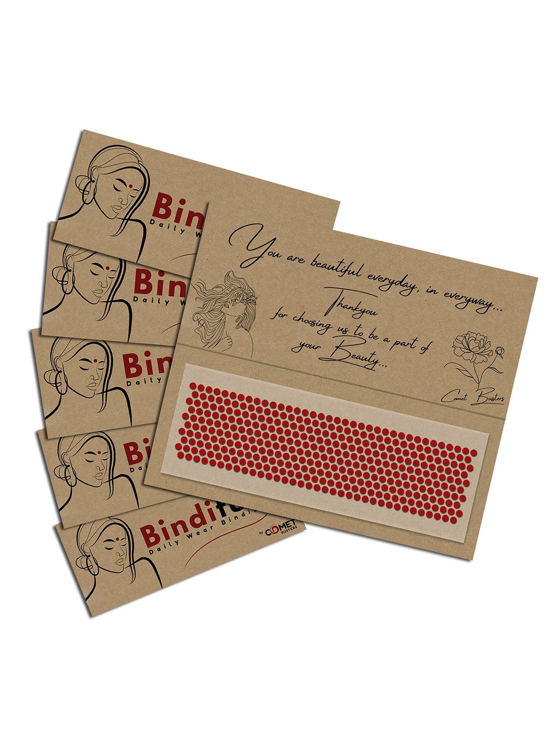 

Comet Busters Bindiful Set Of 5 Traditional Bindis - Red