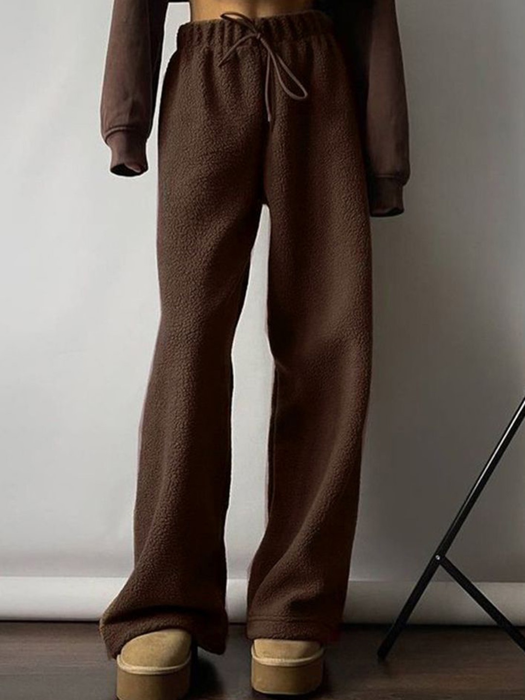 

LULU & SKY Women Straight Fit High-Rise Trousers, Brown