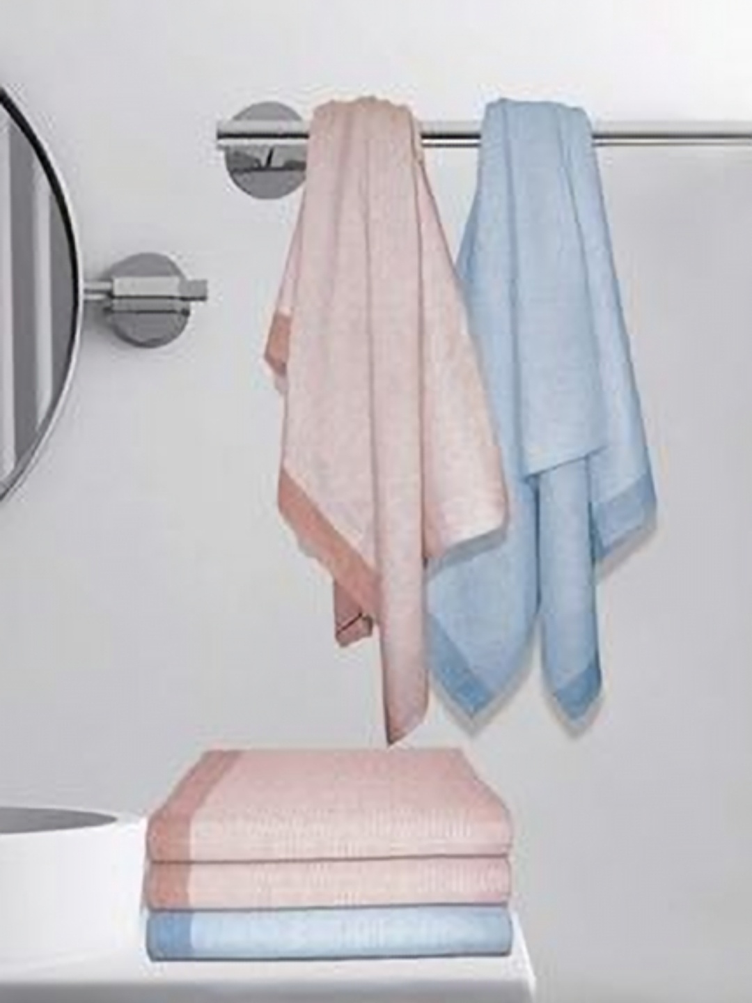 

Athom Living Astar Blue & Brown 5 Pieces Striped Printed Cotton 210 GSM Bath Towels
