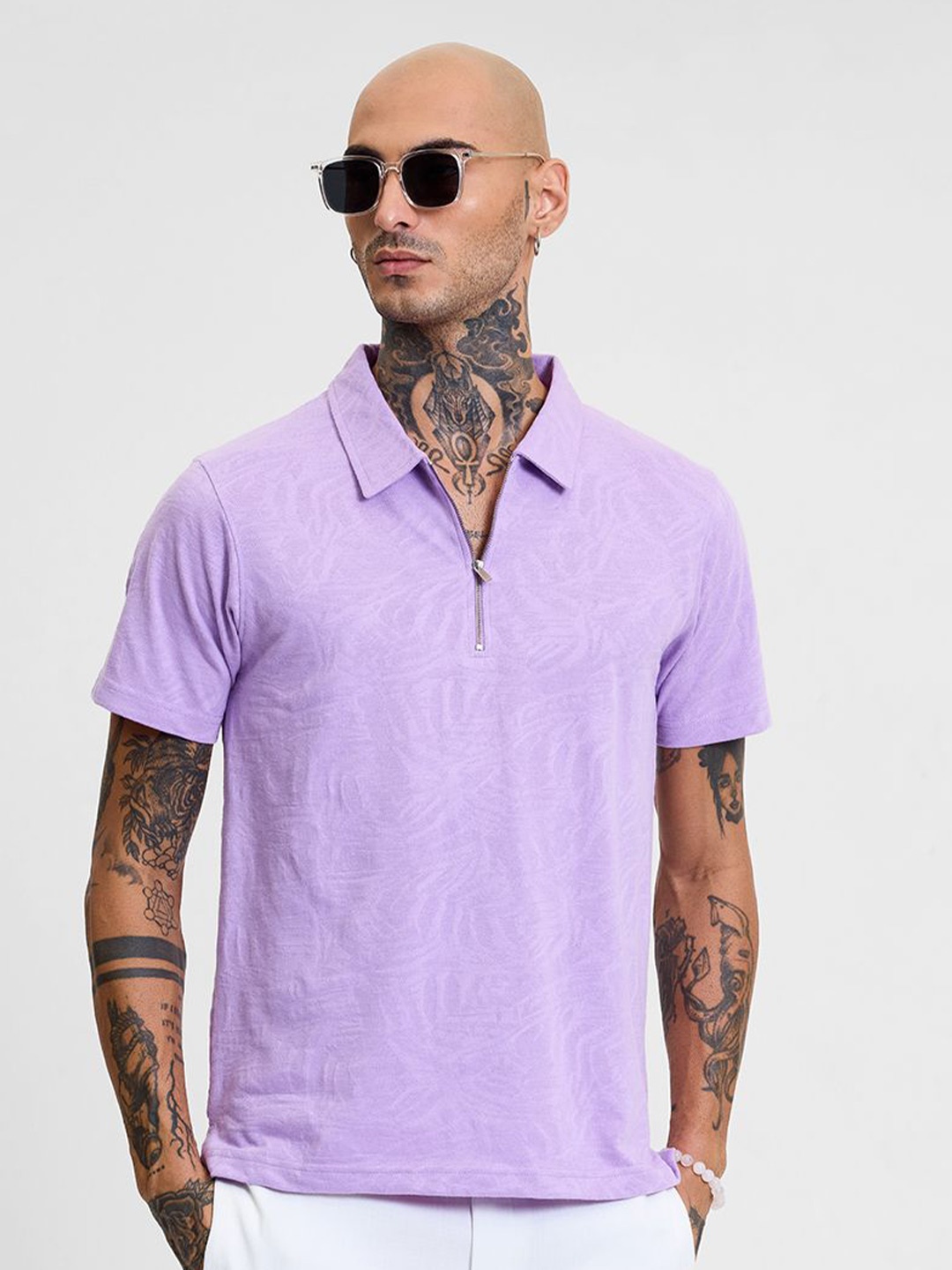 

Snitch Men Polo Collar Slim Fit T-shirt, Lavender