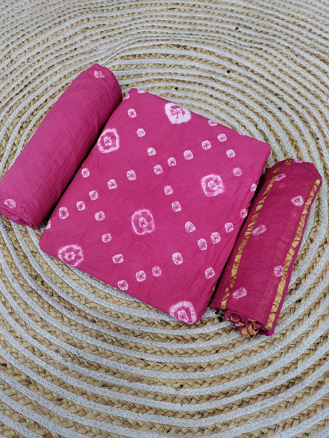 

mimi design Unstitched Dress Material, Pink