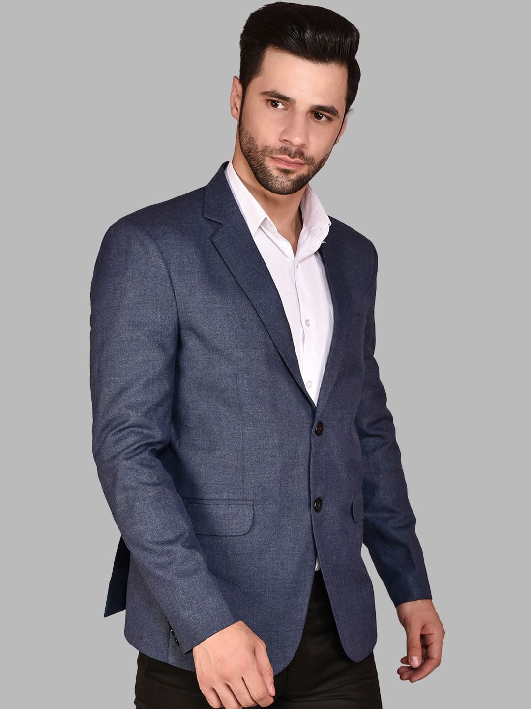 

PRINTINDIA Notched Lapel Single Breasted Formal Blazer, Navy blue
