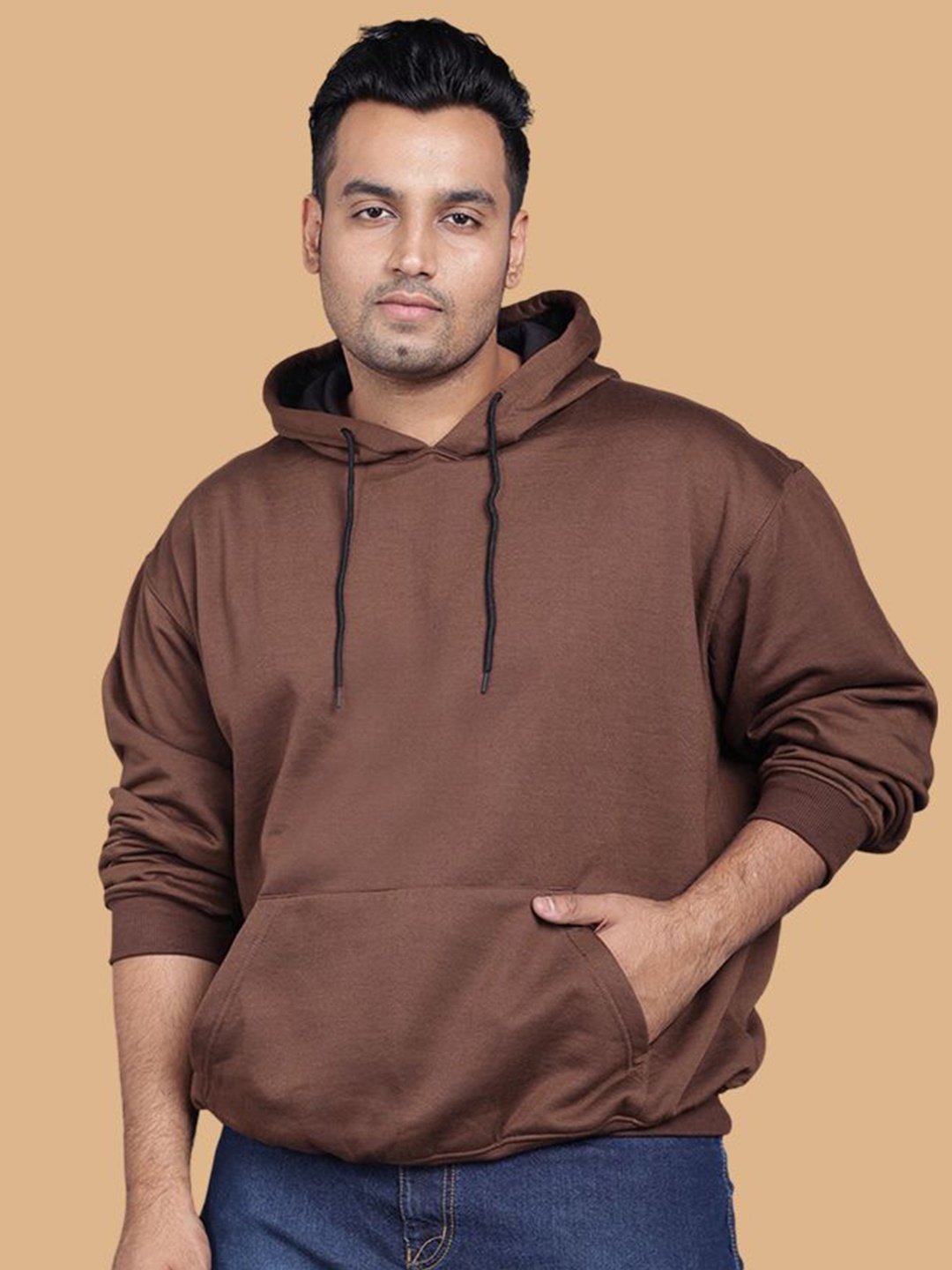 

Wear Your Opinion Men Plus Size Drop Shoulder Hooded Sweatshirt, Coffee brown