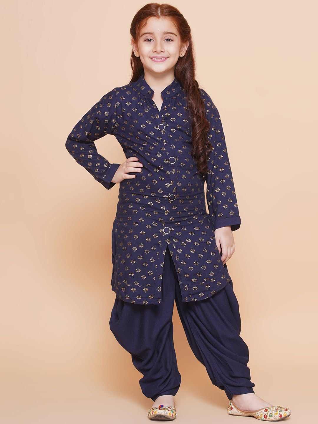 

BAESD Girls Floral Printed Regular Kurti with Dhoti Pants, Blue