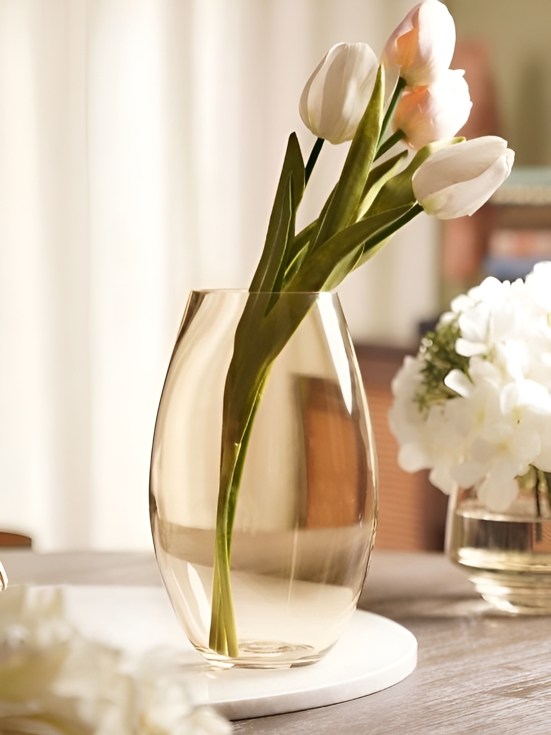 

Clovefry Beige & Transparent Glass Flower Vase