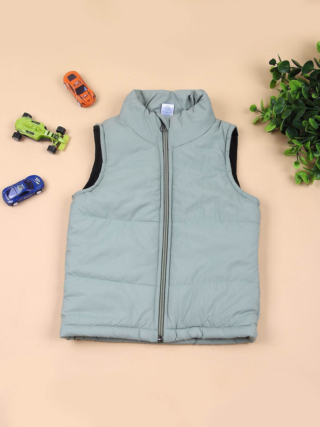 

V-Mart Boys Quilted Jacket with Patchwork, Green