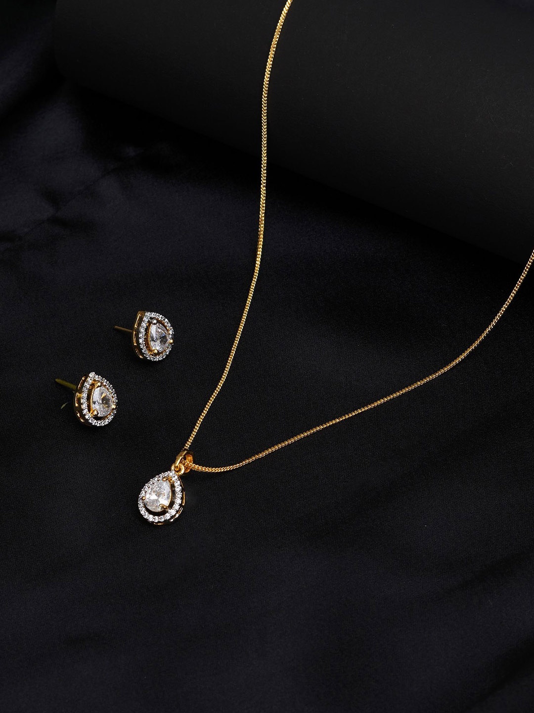 

Mali Fionna Gold-Plated CZ-Studded Jewellery Set