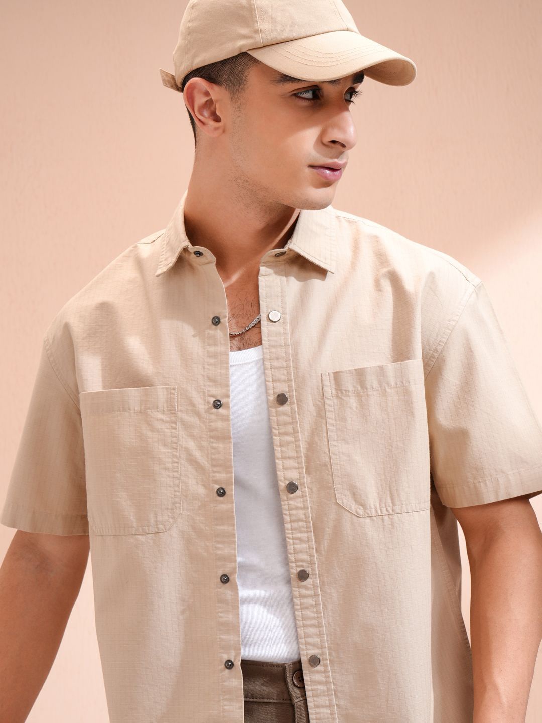 

HIGHLANDER Men Opaque Casual Shirt, Beige