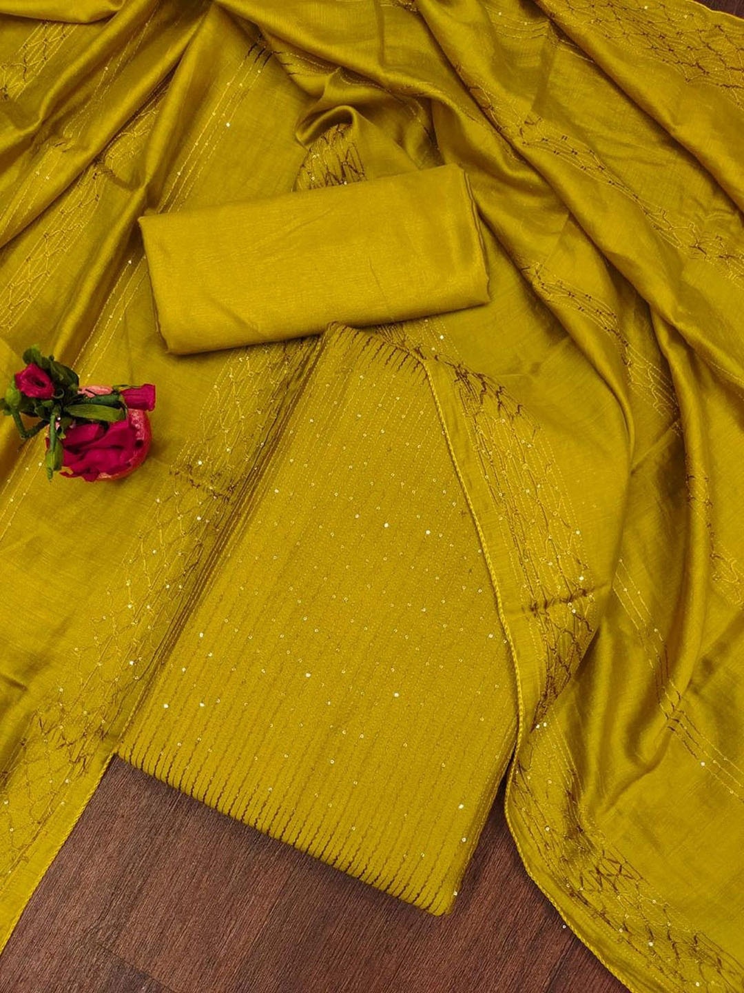 

ZEEPKART Unstitched Dress Material, Mustard