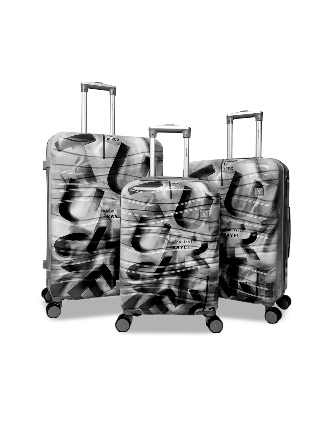 

REDHORNS Set Of 3 Anti-Scratch Trolley Suitcase Set with 8 Spinner Wheels & 3 Digit Lock, Grey