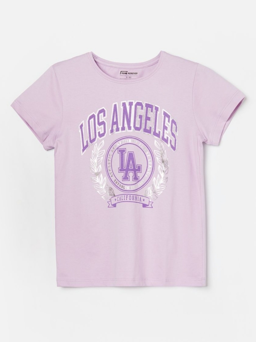 

Fame Forever by Lifestyle Girls Printed Applique T-shirt, Purple