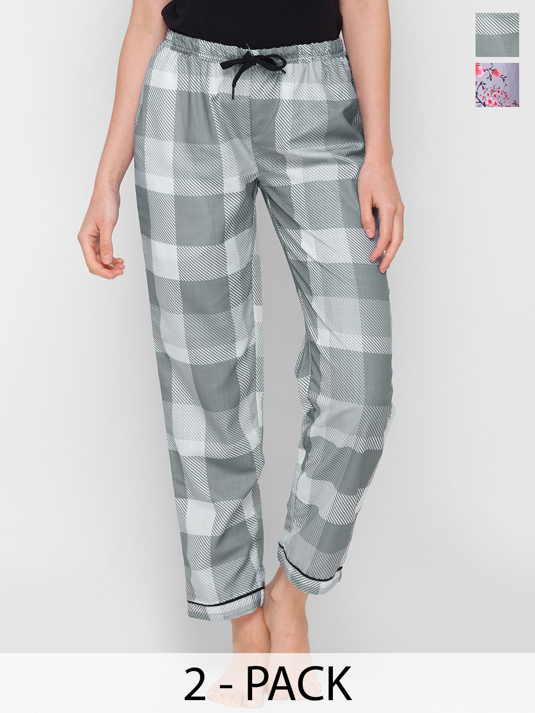 

FashionRack Women Pack Of 2 Printed Lounge Pants, Grey