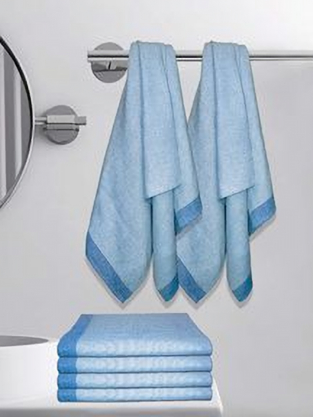 

Athom Living Blue & White 5 Cotton 210 GSM Bath Towel