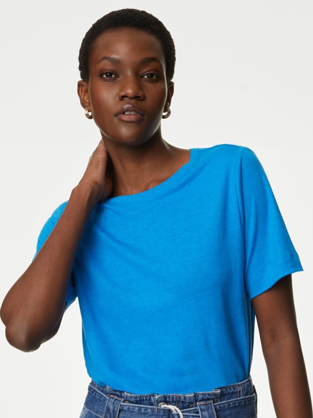 

Marks & Spencer Linen Styled Back Top, Blue