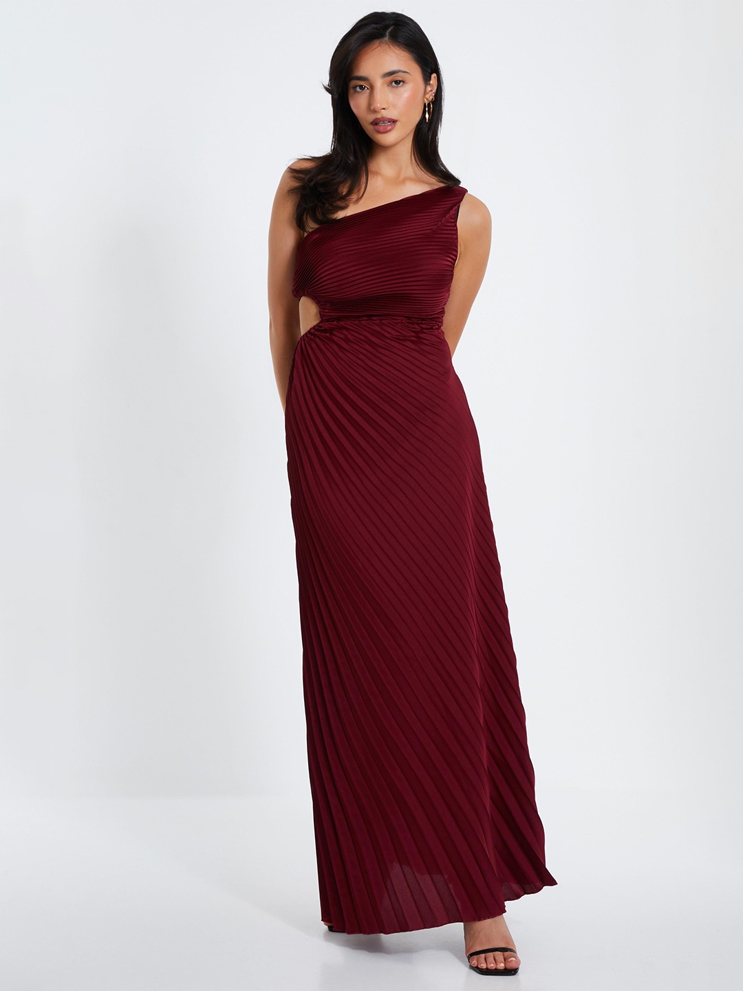 

QUIZ One Shoulder Satin A-Line Maxi Dress, Red